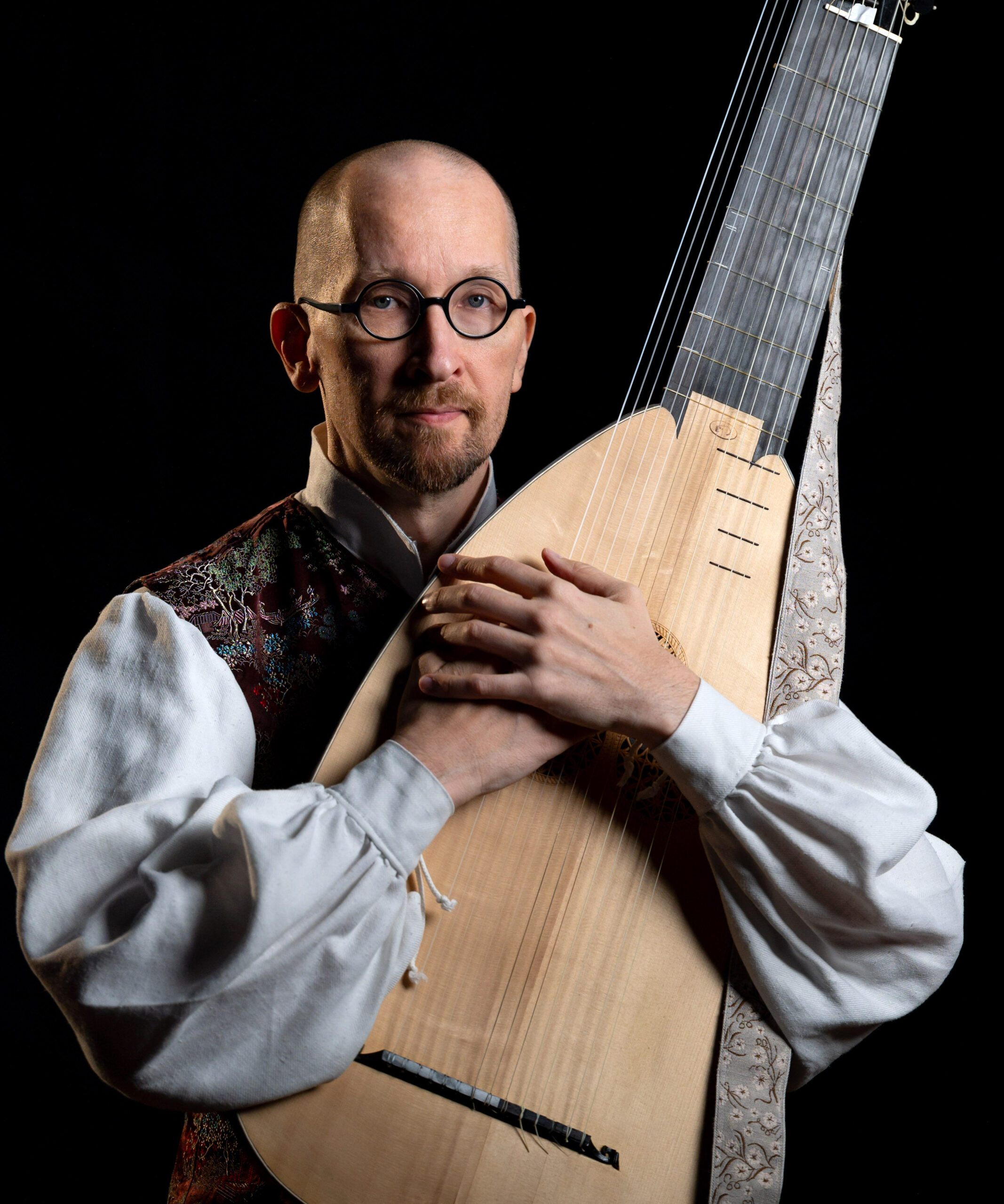 Tuomas Kourula with a theorbo
